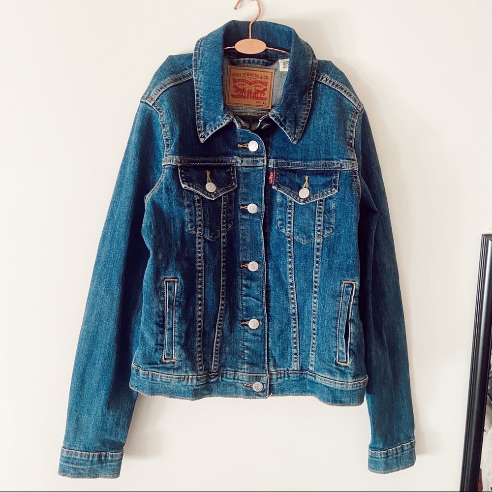 Custom Levi’s Trucker Embroidery Denim Jacket NWT XS - Picture 2 of 6